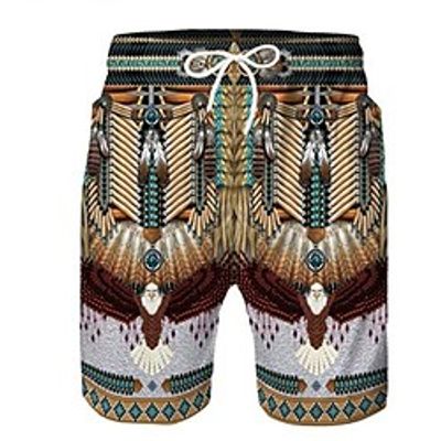 Inspired by American Indian Native American Cartoon Manga Board Shorts Anime Harajuku Graphic Kawaii Shorts For Men's Women's Unisex Adults' 3D Print Polyster Lightinthebox