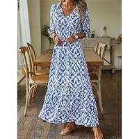 Women's Casual Dress Print V Neck Long Dress Maxi Dress Stylish Daily Date 3/4 Length Sleeve Summer Lightinthebox