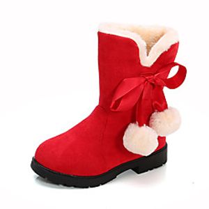 Girls' Boots Comfort Princess Shoes Christmas Suede Wedding Cute Casual  Daily Dress Shoes Little Kids(4-7ys) Big Kids(7years ) Daily Party  Evening Bowknot Pom-pom Red Pink Black Fall Winter Lightinthebox