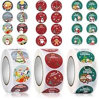 1roll, 500pcs Cartoon Christmas Theme Gift Label Sticker Appreciation Sticker Reward Sticker Label Stickers, Box Seal Sticker, Seal Sticker, Business Commodity Packaging Sealing Stickers, Gift Box miniinthebox - thumbnail