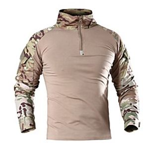 Men's Hiking Tee shirt Long Sleeve Tee Tshirt Top Outdoor Ultraviolet Resistant Quick Dry Breathable Stretchy Autumn / Fall Spring Summer Chinlon Solid Color Black Camouflage Brown Climbing Camping miniinthebox