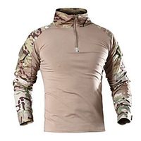 Men's Hiking Tee shirt Long Sleeve Tee Tshirt Top Outdoor Ultraviolet Resistant Quick Dry Breathable Stretchy Autumn / Fall Spring Summer Chinlon Solid Color Black Camouflage Brown Climbing Camping miniinthebox - thumbnail