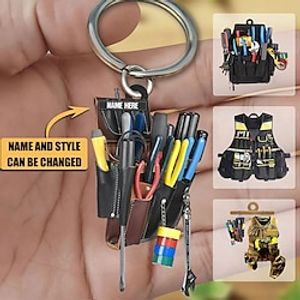 Electrician Tool Bag Personalized Acrylic 2D Keychain, Electrician Gift, Custom Electrician Keychain, Gift For Son, Husband Lightinthebox