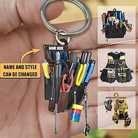 Electrician Tool Bag Personalized Acrylic 2D Keychain, Electrician Gift, Custom Electrician Keychain, Gift For Son, Husband Lightinthebox - thumbnail