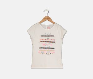Kids Girls Short Sleeve Graphic T-shirt  White