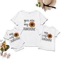 Family Look White Summer Print Graphic Short Sleeve Above Knee Tops miniinthebox - thumbnail