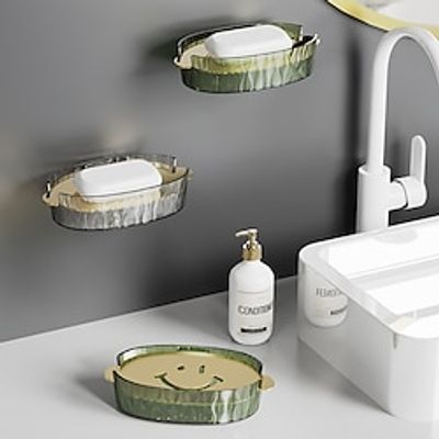 Smiley Face Soap Box Bathroom Punch-Free Soap Holder Smiley Face Drain Design Home Bathroom Soap Box Storage Lightinthebox