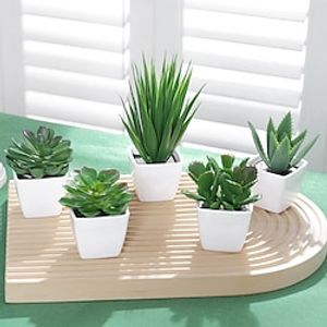 5pcsset Evergreen Plants Simulating Plastic Mini Succulent Potted Plants Suitable For Decorating Home Restaurant Desktop Windowsill Bookshelf Decoration Lightinthebox