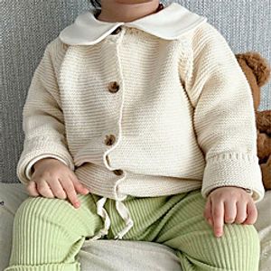 Baby Girls' Sweater  Cardigan Grass yellow Brick red Beige Solid Color Solid Color 1-3 Years  Cotton Lightinthebox