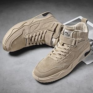 Men's Sneakers Casual Outdoor Daily Faux Leather PU Breathable Non-slipping Wear Proof Khaki Gray Fall Spring Lightinthebox
