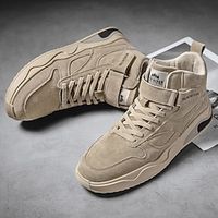 Men's Sneakers Casual Outdoor Daily Faux Leather PU Breathable Non-slipping Wear Proof Khaki Gray Fall Spring Lightinthebox - thumbnail