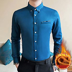 Men's Shirt non-printing Plain Solid Color Patchwork Long Sleeve Casual Tops Formal Soft Breathable Blue-Green White Black Lightinthebox