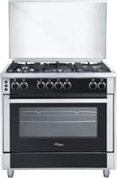 Super General Freestanding Gas Cooker, 5 Burner Full Safety, Steel Cooker, Gas Oven With Thermostat, Rotisserie, Automatic Ignition, Silver - SGC916FSBGOF