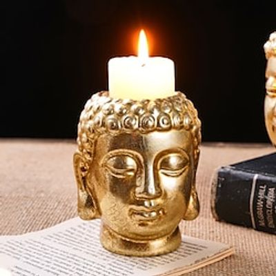 Gold Foil Buddha Candle Holder Gold Buddha Statue Decorations Resin Crafts Suitable for Indoor Home Decoration Zen Courtyard Tabletop Decoration miniinthebox