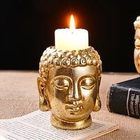 Gold Foil Buddha Candle Holder Gold Buddha Statue Decorations Resin Crafts Suitable for Indoor Home Decoration Zen Courtyard Tabletop Decoration miniinthebox - thumbnail