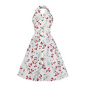 Women's A Line Dress Midi Dress White Sleeveless Floral Summer Vintage 2021 S M L XL XXL miniinthebox