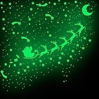 Christmas Sleigh Christmas Deer Moon Night Light Combination Wall Sticker Creative And Fashionable Living Room Bedroom Decoration Sticker Lightinthebox - thumbnail