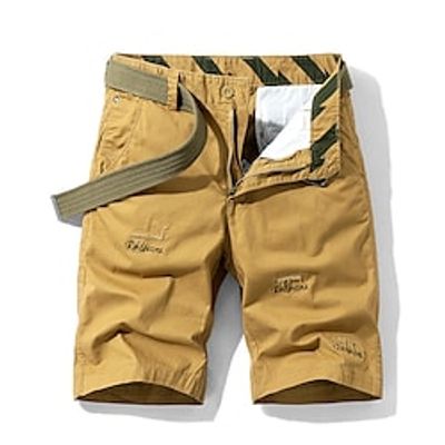 Men's Chino Shorts Bermuda shorts Work Shorts Pocket Plain Knee Length Outdoor Daily Going out Cotton Blend Basic Fashion Black Army Green Micro-elastic Lightinthebox