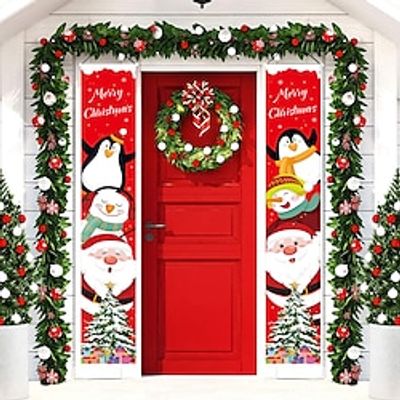 2pcs Christmas Banners Hang Decorative Flags at the Entrance of the Couplet miniinthebox 2pcs Christmas Banners Hang Decorative Flags at the Entrance of the Couplet miniinthebox