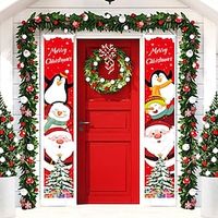 2pcs Christmas Banners Hang Decorative Flags at the Entrance of the Couplet miniinthebox - thumbnail