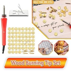 3765 Pcs Wood Leather Burning Set Tip Letter Wood Burning Tip Including Alphabet Number For Wood Craft DIY Embossing Carving Including Alphabet Number Symbol Durable Brass Alphabet Number Template Lightinthebox