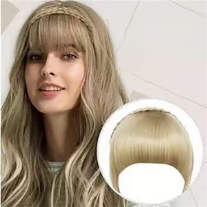 Bang Hair Bands Synthetic Headband Wig with Bangs Front Hair Bangs Headband Braided Hair Hoop for Women, front hair extensions Light front hair bangs Brown headband bangs Lightinthebox