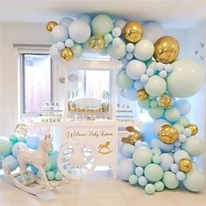 Party Decoration Balloons Blue Green Gold Series 126 Piece Set Lightinthebox