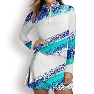 Women's Polo Shirt Golf Shirt Breathable Quick Dry Moisture Wicking Long Sleeve Golf Apparel Golf Clothes Regular Fit Zipper Stand Collar Color Block Spring Autumn Tennis Golf Pickleball miniinthebox