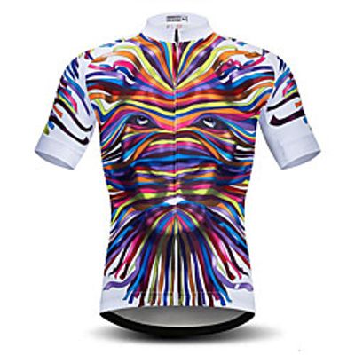 21Grams Men's Short Sleeve Cycling Jersey Summer Spandex Polyester White Rainbow Bike Jersey Top Mountain Bike MTB Road Bike Cycling Quick Dry Moisture Wicking Breathable Sports Clothing Apparel Lightinthebox