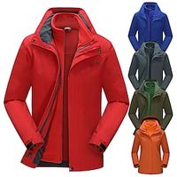 Men's Hiking 3-in-1 Jackets Ski Jacket Waterproof Hiking Jacket Winter Outdoor Thermal Warm Fleece Lining Waterproof Windproof Outerwear Winter Fleece Jacket Trench Coat Full Length Hidden Zipper Lightinthebox - thumbnail