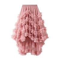Women's Skirt A Line Swing Tulle Midi Apricot Black White Light Green Skirts Ruffle Irregular Hem Fashion Elegant Street Daily One-Size Lightinthebox - thumbnail