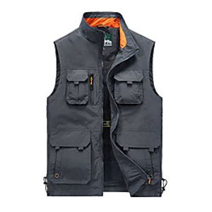 Men's Fishing Vest Outdoor Breathable Mesh Multi-Pockets Quick Dry Lightweight Vest / Gilet Autumn / Fall Spring Summer Fishing Photography Camping  Hiking Black Army Green Grey / Cotton miniinthebox