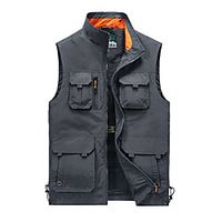 Men's Fishing Vest Outdoor Breathable Mesh Multi-Pockets Quick Dry Lightweight Vest / Gilet Autumn / Fall Spring Summer Fishing Photography Camping  Hiking Black Army Green Grey / Cotton miniinthebox - thumbnail