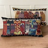 Folk Art Cats Lumbar Pillow Cover Decorative Toss Pillows Throw Pillow Covers Soft Pillowcase for Bedroom Livingroom Sofa Couch Chair Bench miniinthebox - thumbnail