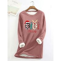 Women's Pullover Christmas Sweatshirt Fleece Lined Letter Teddy Fuzzy Festival Print Black Yellow Pink Christmas Casual Round Neck Long Sleeve Top Micro-elastic Fall  Winter Lightinthebox - thumbnail