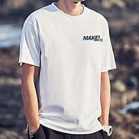Men's Tee T shirt Hot Stamping Graphic Prints Letter Print Short Sleeve Casual Tops 100% Cotton Basic Designer Big and Tall White miniinthebox - thumbnail