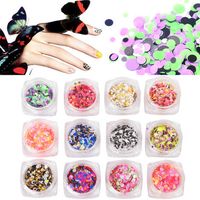 12 Bottles Mixed Colored Nail Art Glitter Sequins Candy Color Round DIY Decoration