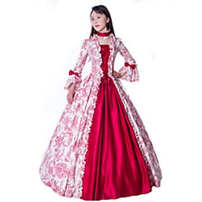 Princess Maria Antonietta Floral Style Rococo Victorian Renaissance Vacation Dress Dress Party Costume Masquerade Women's Costume Print Vintage Cosplay Christmas Halloween Party / Evening 3/4 Length miniinthebox