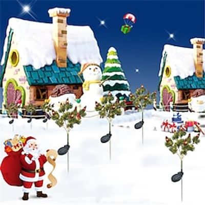 Solar Christmas Tree Pine Imitation Flower LED Courtyard Lawn Floor Light Atmosphere Decoration Light Holiday Party Decoration Light 1/2pcs miniinthebox