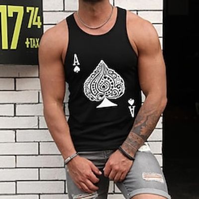 Men's Tank Top Vest Hot Stamping Graphic Poker Crew Neck Street Casual Sleeveless Tops Basic Fashion Classic Comfortable Black miniinthebox Men's Tank Top Vest Hot Stamping Graphic Poker Crew Neck Street Casual Sleeveless Tops Basic Fashion Classic Comfortable Black miniinthebox