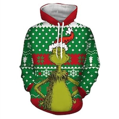 The Grinch Grinch Ugly Christmas Sweater  Sweatshirt Hoodie Print Front Pocket Graphic Hoodie For Men's Women's Unisex Adults' 3D Print 100% Polyester Party Festival Lightinthebox