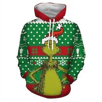 The Grinch Grinch Ugly Christmas Sweater  Sweatshirt Hoodie Print Front Pocket Graphic Hoodie For Men's Women's Unisex Adults' 3D Print 100% Polyester Party Festival Lightinthebox - thumbnail