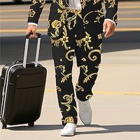Floral Vintage Business Men's 3D Print Dress Pants Pants Trousers Outdoor Daily Wear Streetwear Polyester Yellow Blue Gray S M L Medium Waist Elasticity Pants Lightinthebox - thumbnail