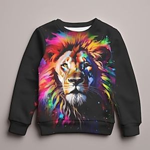 Boys 3D Lion Sweatshirt Pullover Long Sleeve 3D Print Spring Fall Fashion Streetwear Cool Polyester Kids 3-12 Years Crew Neck Outdoor Casual Daily Regular Fit Lightinthebox