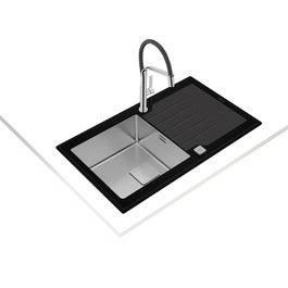 TEKA Diamond RS15 1B 1D 86 Black Inset Glass Sink (TEKA-115100011)