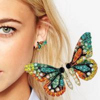 2021 New Fashion Butterfly Wings Earrings Female Rhinestone Wild Personality Metal Earrings Sweet Romantic Jewelry