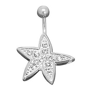 Silver Plated Stainless Steel Rhinestones Starfish Navel/Ear Piercing miniinthebox