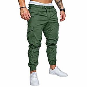 mens Joggers  Streetwear Sweatpants casual cargo pants elastic waist  Trousers multi pockets chino jogger pant(army green,xx-large) miniinthebox
