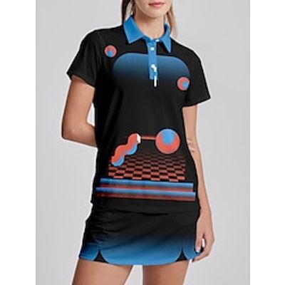 Women's Golf Polo Shirt Black Short Sleeve Sun Protection Top Ladies Golf Attire Clothes Outfits Wear Apparel Lightinthebox