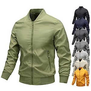 autumn men's bomber jacets long sleeve baseball jackets windbreaker overcoat youth trim casual outwear black xl Lightinthebox